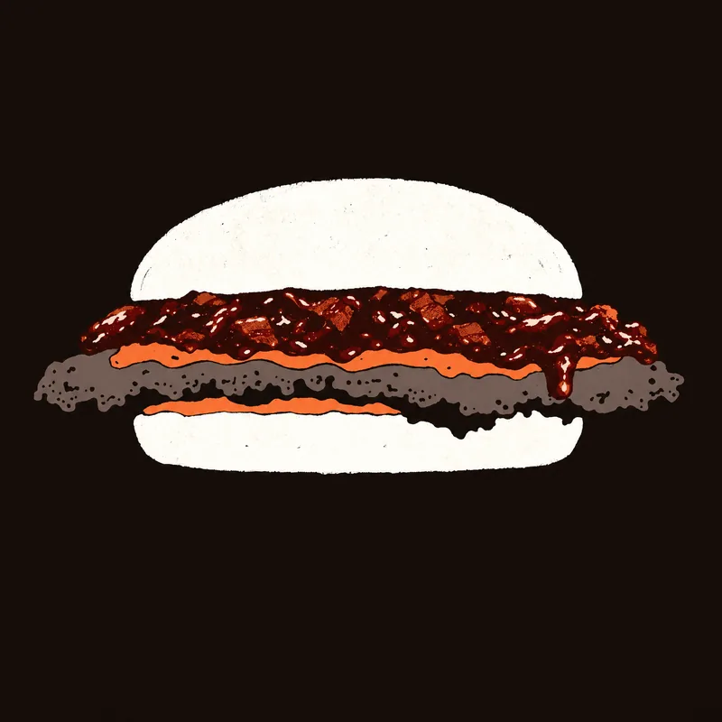 Illustration of the Bacon Jam burger: bacon jam on a smashed patty.